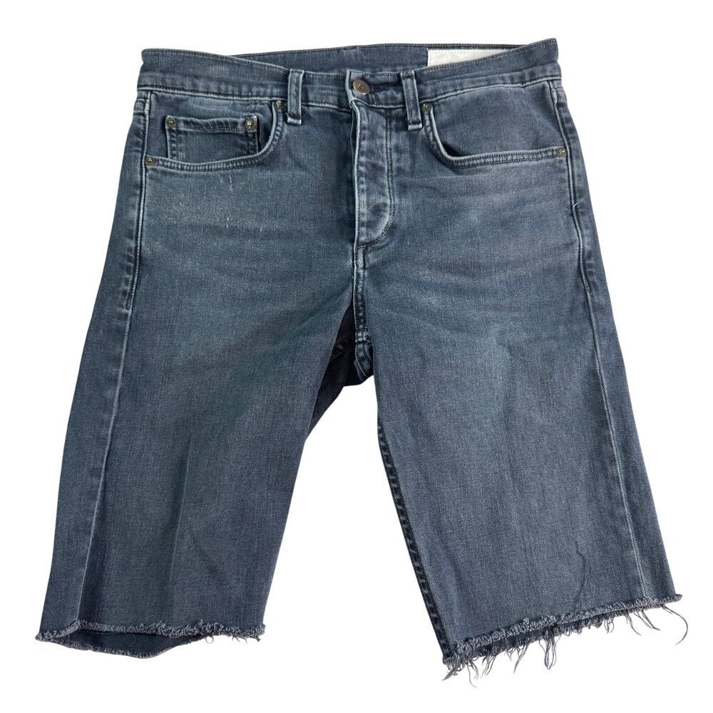 Rag & Bone Standard Issue Fit 2 Denim Shorts Gray Raw Hem Snap Fly 30 Mens